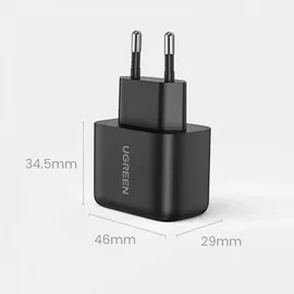 UGREEN USB-C Charger 25W + USB-C Cable 2m Black