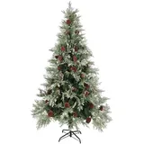 vidaXL Weihnachtsbaum mit LEDs&Kiefernzapfen Grün&Weiß 195 cm PVC & PE