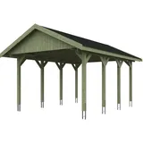 SKANHOLZ Skan Holz Wallgau - Satteldach Einzelcarport Breite 430 cm Gr. 1 - 430 x 600 cm Dachschalung mit Dachschindeln (schwarz) farblich unbehandelt Holzcarport