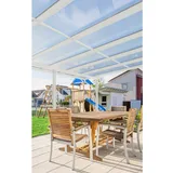 Gutta Terrassendach Premium 1014 x 506 cm weiß/polycarbonat weiß gestreift