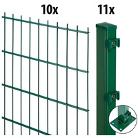 GARDEN 'N' MORE Doppelstabmattenzaun "Excellent" Zaunelemente Gr. H/L: 180 cm x 20 m H/L: 180 cm x 20 cm, grün Zaunelemente