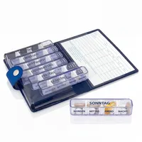 Kibodan Medidos Tablettenbox 7 Tage 4 Fächer – Kleiner, reisefreundlicher Medikamenten- und Vitamin-Dispenser mit 4 verstellbaren Fächern. Die perfekte Tablettenbox für vier mal täglich (Dunkelblau)