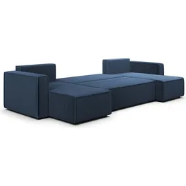 petits-meubles U-Sofa Cord 5-Sitzer Blau