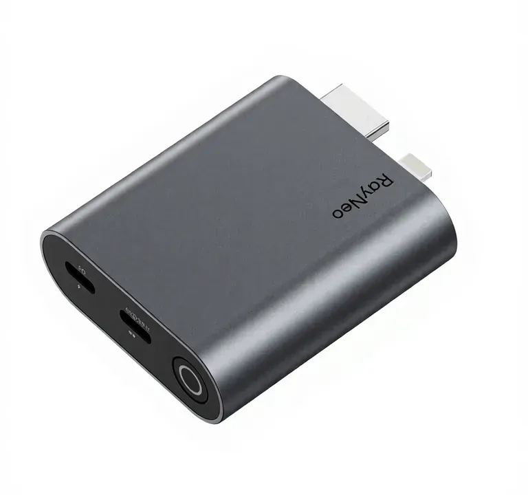 RayNeo HDMI-Adapter für iPhone 14 & ältere Lightning/HDMI-Geräte – Integrierter Akku & Ladefunktion bei Nutzung – Unterstützt 1080P@120Hz, 4K@30Hz Video – Kompatibel mit Air 3s / Air 2s / Air 2 XR-Brillen