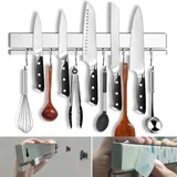 Magnetischer Messerhalter für Wand oder Kühlschrank, 43,2 cm, selbstklebende magnetische Messerleiste für Kühlschrank, 304 Edelstahl, Magnet-Messerleiste für Küchenutensilien, Messer und mehr, 6