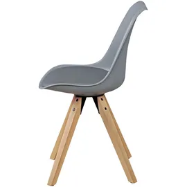 KADIMA DESIGN 2er Set Retro Esszimmerstuhl LIMA grau, Polsterstuhl Skandinavisch Rückenlehne, Küchenstuhl Kunstleder