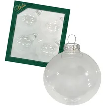 Krebs Glas Lauscha Weihnachtskugeln Uni-Design Clarissa Transparent, 8cm