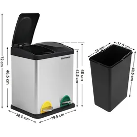 Songmics Mülleimer 30 l Silber/Schwarz