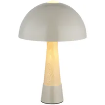 Nowa Tischlampe Pilz Holzoptik grau matt, 1x E27, DxH 25 x 36,5 cm