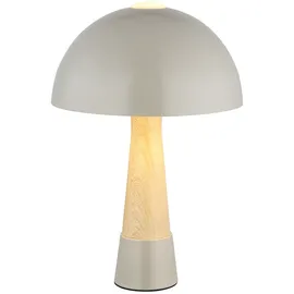 Nowa Tischlampe Pilz Holzoptik grau matt, 1x E27, DxH 25 x 36,5 cm