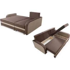 Sonstige Verlage Robin BARI Ecksofa mit Schlaffunktion, mit Schlaffunktion, Schlafsofa mit Bettkasten und Kissen, Freistehende Eckcouch in L-Form Rechts (Rabbit) - Braun