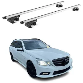Aurilis OMAC Dachträger Alu für Mercedes Classe E SW S212 2009-2016 5 türig Silber ABE 2x (2-St), Wasserbeständig,Abnehmbar,Multifunktional,Leichtgewichtig grau|silberfarben