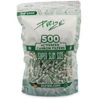 PURIZE® Beutel | 500 Super Slim Size Aktivkohlefilter Weiß