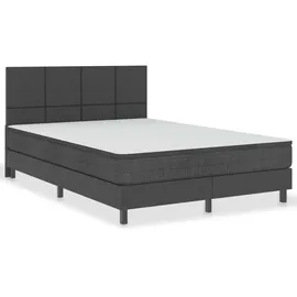vidaXL Boxspringbett Dunkelgrau Stoff 140x200 cm