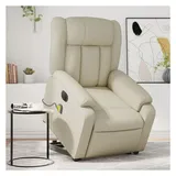 vidaXL Massagesessel mit Aufstehhilfe Elektrisch Kunstleder 92 x 98 x 0 cm Creme
