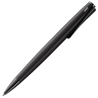 LAMY studio Premium Kugelschreiber 266 aus Edelstahl in schwarzem Lack-Finish, propellerförmige Clip-Drehmechanik, Inkl. LAMY Großraummine M 16 schwarz M