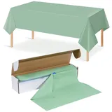 YIDAKO 137 cm × 30 m Salbeigrün Einweg-Tischdeckenrolle, rechteckig, Kunststoff-Tischdecken mit Gleitschneider, für Geburtstag, Braut, Hochzeit, Babyparty, Party-Dekorationen