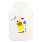 Hugo Frosch Kinder Öko-Wärmflasche 0,8 l mit Flauschbezug "Ente Gagi" weiss
