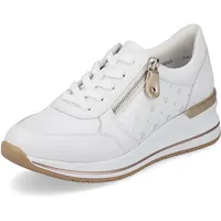 Remonte Damen D3211 Sneaker, Weiss/Weiss/Alloy/LightGold / 80, 39 EU - 39 EU