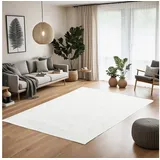 Homestyle4u Teppich 160x230 cm Weiß - Kurzflor Wohnzimmerteppich Waschbar