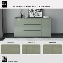 Set One by Musterring Sideboard Reno 182 x 94 x 42 cm Olivgrün matt lack / Olivgrün glanz