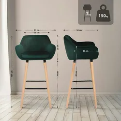 CLP Barhocker Grant Samt grün