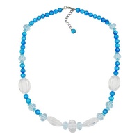 Gallay Perlenkette Kette hellblau-türkis-transparent (1-tlg) blau