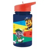 p:os Paw Patrol, transparente Trinkflasche mit integriertem Strohhalm 400 ml