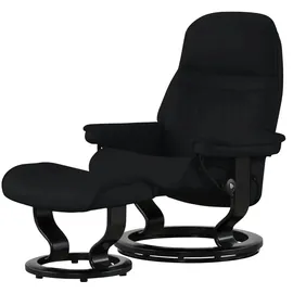 Stressless Relaxsessel Leder 88 x 103 x 78 cm Schwarz mit Hocker