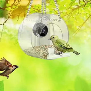 Yuehuamech Vogelfütterung mit Kamera HD 1080P Smart Acryl hängende verspiegelte Vogelfütterung WiFi- Fernverbindung Nacht- Version Video- Kamera für Vogelbeobachtung im Freien