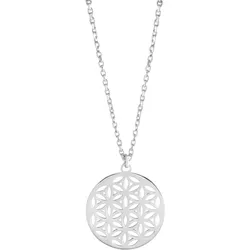 Zeeme Basic Halskette Silber 925 rhodiniert 42+3cm lang mit Motiv Blume des Lebens