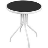 Bistrotisch Glastisch Ø60xH70cm Rund Glas/Metall Weiß Gartentisch Balkontisch