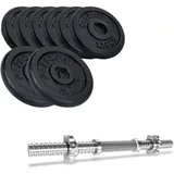 ScSPORTS® Hantelset - 15 kg, Verstellbar, Kurzhantelstange, Hantelscheiben 30/31 mm, Gusseisen - Hantel, Kurzhanteln, Hanteln Set, Kurzhantel, Gewichte, Kurzhantelset, Home Gym