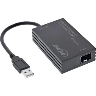 InLine USB-A zu SFP Netzwerkadapter 10/100/1000 Mb/s, kompatibel mit Windows, macOS, Linux, 66659N
