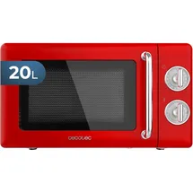 Cecotec Mikrowelle Proclean 3010 Retro, 700 W, 6 Stufen, Timer bis zu 30 Minuten, Auftaumodus, Vintage-Design in Rot, Stahl-Finish