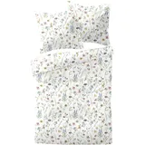DORMISETTE Mako-Satin Blumen bunt 155 x 220 cm + 80 x 80 cm