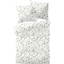 DORMISETTE Mako-Satin Blumen bunt 155 x 220 cm + 80 x 80 cm