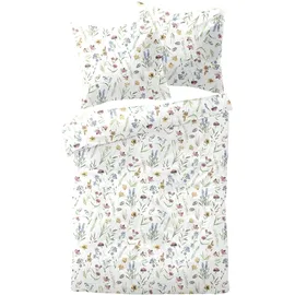 DORMISETTE Mako-Satin Blumen bunt 155 x 220 cm + 80 x 80 cm