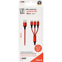 2Go 797150 USB Kabel 1,5 m USB B USB C/Micro-USB B/Lightning Rot