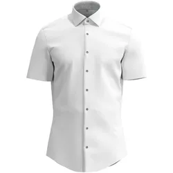 Businesshemd SEIDENSTICKER "Slim", Herren, Gr. L (42), normale Ärmellängen, weiß, 100% Baumwolle, unifarben, slim fit, Kurzarm gerader Abschluss, Hemden, Slim Kurzarm Kentkragen Uni