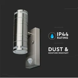 V-Tac Außenleuchte Außenlampe Fassadenleuchte Edelstahl 2 Flammig mit Bewegungsmelder