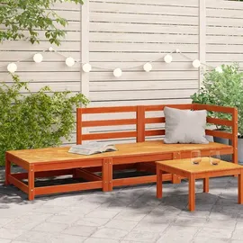 vidaXL Gartensofa mit Fußhocker 2-Sitzer wachsbraun Kiefer