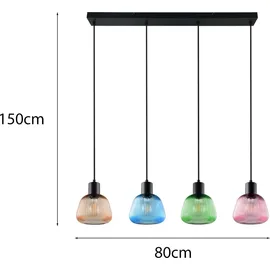 meineWunschleuchte Quenya 4-flg. 90 cm bunt Glas
