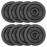 MAXXIVA Hantelscheiben 8er Set Gewichtsplatte je 2,5 kg Gusseisen schwarz 20 kg Fitness Krafttraining Bodybuilding Workout Gewichtheben Reha