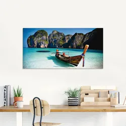 Artland Glasbild »Maya Bay, Koh Phi Phi Leh, Thailand«, Boote & Schiffe, (1 St.), in verschiedenen Größen Artland Farbe Bild(er): blau