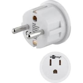 goobay Netzadapter US/Japan, Weiß - Schutzkontaktstecker (Typ F, CEE 7/7) > US-/Japan-Buchse (Typ B, NEMA 5-15, 3-polig)