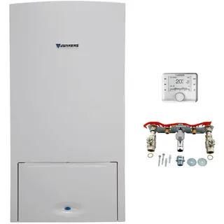 Bosch BOSCH/Junkers Gas-Brennwerttherme Cerapur ZSB 24-4 C 23 Erdgas E/H, mit CR 120, & Außenfühler TA, mit Anschlussplatte Unterputz, Speicherfühler, SF4, Schachteinbau starr m