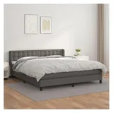 vidaXL Boxspringbett mit Matratze Grau 180x200 cm Kunstleder