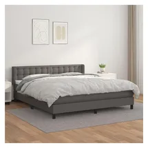 vidaXL Boxspringbett mit Matratze Grau 180x200 cm Kunstleder