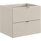 Lomadox Lomado Waschbeckenschrank, Beige, Holzwerkstoff, 60x50x46 cm, in kaschmir matt, 2 Schubladen